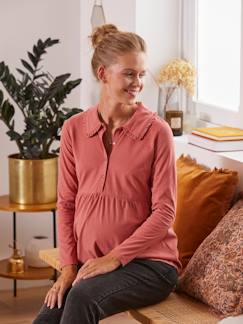 Neue Kollektion-Umstandsmode-Blusenshirt mit Rüschenkragen, Schwangerschaft & Stillzeit