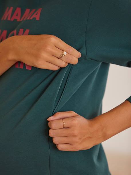Sweatshirt für Schwangerschaft & Stillzeit, Schriftzug Oeko Tex - nachtblau+tanne - 12