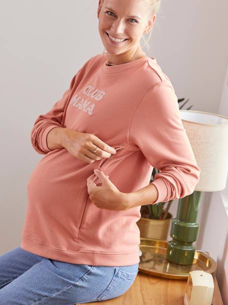 Sweatshirt für Schwangerschaft & Stillzeit Oeko-Tex - beige meliert+grau meliert - 2