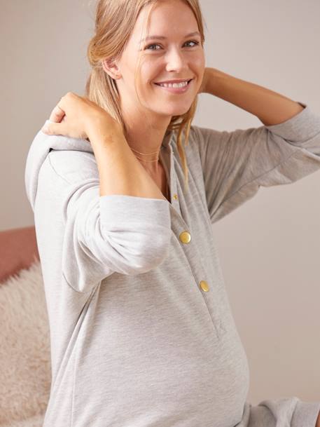 Sweatkleid für Schwangerschaft & Stillzeit - grau meliert - 6