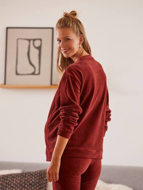 Cord-Sweatshirt, Schwangerschaft & Stillzeit - ziegel - 5