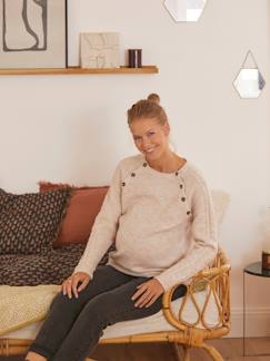 Umstandsmode-Stillmode-Pullover mit Zopfmuster für Schwangerschaft & Stillzeit