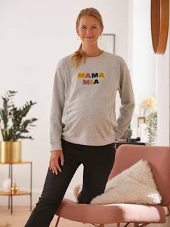 Umstandsmode-Stillmode-Sweatshirt mit Messageprint für Schwangerschaft & Stillzeit