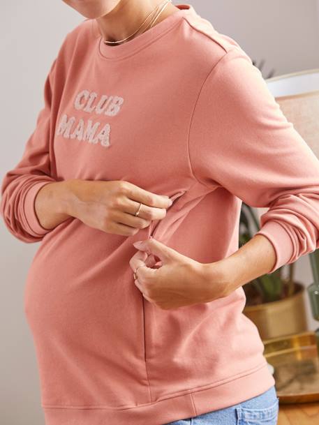 Sweatshirt für Schwangerschaft und Stillzeit - beige meliert+grau meliert - 3