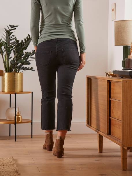 Flare-Jeans für die Schwangerschaft, Schrittlänge 65 cm - anthrazit+wollweiß - 3