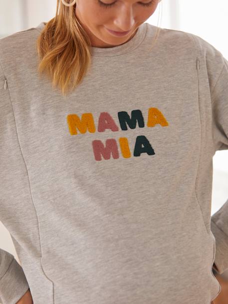 Sweatshirt mit Messageprint für Schwangerschaft & Stillzeit - grau meliert - 5