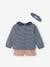 Baby-Set: Samt-Shorts, Shirt & Haarband - dunkelblau gestreift - 5