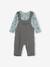 Baby-Set: Shirt & Latzhose, personalisierbar - dunkelgrau meliert+graublau+karamell - 4