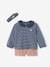 Baby-Set: Samt-Shorts, Shirt & Haarband - dunkelblau gestreift - 1