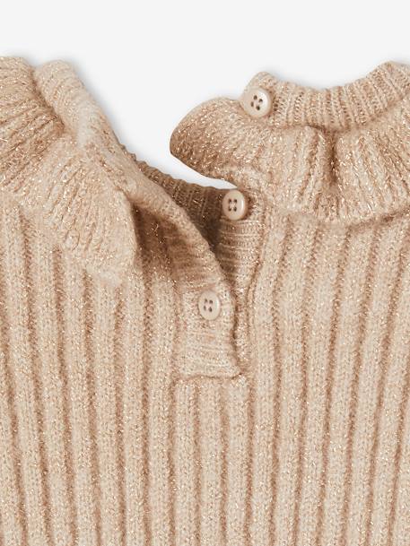 Baby Pullover mit Kragen - beige meliert - 5