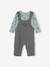 Baby-Set: Shirt & Latzhose, personalisierbar - dunkelgrau meliert+graublau+karamell - 1
