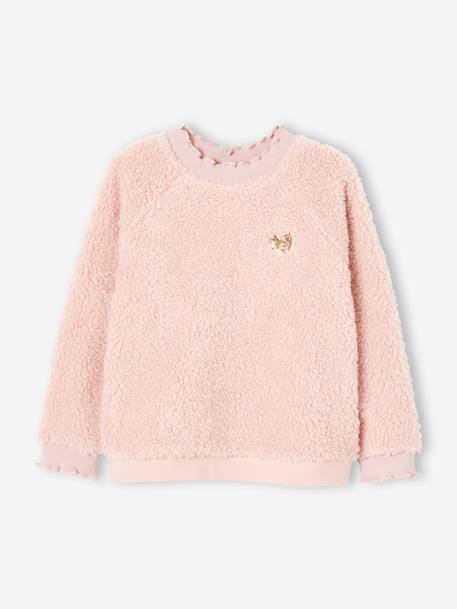 Mädchen Sweatshirt aus Teddyfleece - beige+rosa - 10