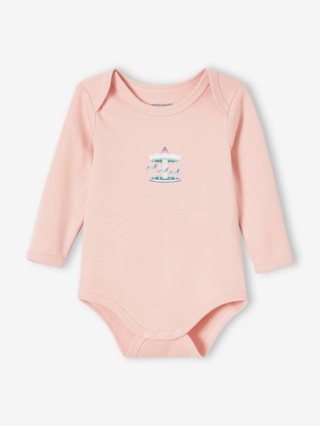 5er-Pack Baby Langarm-Bodys, Schlupfform Oeko-Tex - pack rosa/grau - 2