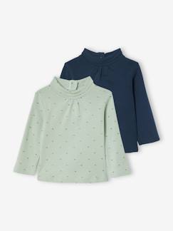 Babymode-Shirts & Rollkragenpullover-Rollkragenpullover-2er-Pack Mädchen Baby Rollkragenshirts BASIC