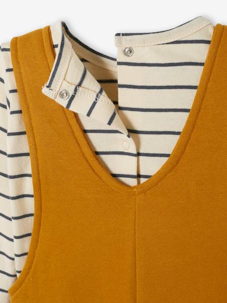 Baby-Set: Shirt & Latzhose, personalisierbar - dunkelgrau meliert+graublau+karamell - 28