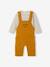 Baby-Set: Shirt & Latzhose, personalisierbar - dunkelgrau meliert+graublau+karamell - 20
