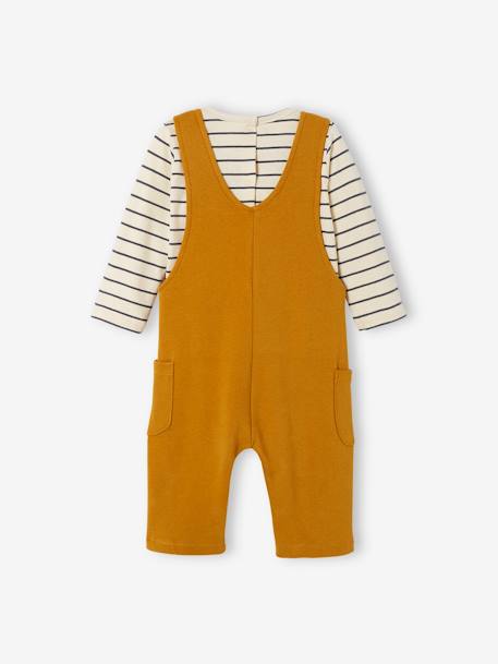 Baby-Set: Shirt & Latzhose, personalisierbar - dunkelgrau meliert+graublau+karamell - 25