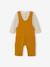 Baby-Set: Shirt & Latzhose, personalisierbar - dunkelgrau meliert+karamell - 16