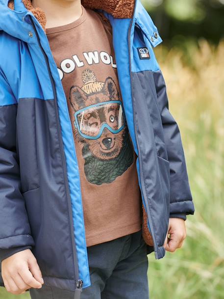 Jungen Shirt mit witzigem Print Oeko-Tex - braun+hellgrau meliert+nachtblau - 2