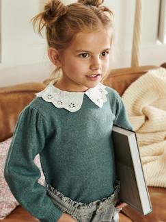 Maedchenkleidung-Pullover, Strickjacken & Sweatshirts-Pullover-Mädchen Pullover, Kragen mit Lochstickereien