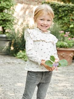 Maedchenkleidung-Shirts & Rollkragenpullover-Mädchen Blusenshirt, Volants & Blumenmuster
