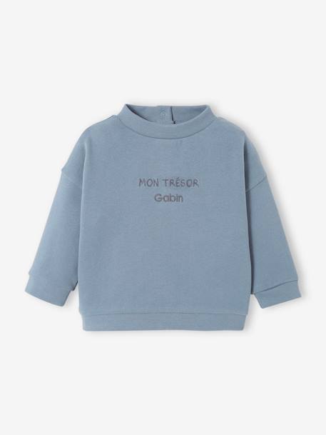 Baby Sweatshirt Oeko-Tex, personalisierbar - blaugrau+bronze - 6