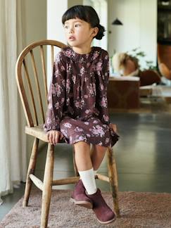 Maedchenkleidung-Kleider-Mädchen Kleid mit Volantkragen, Blumenprint