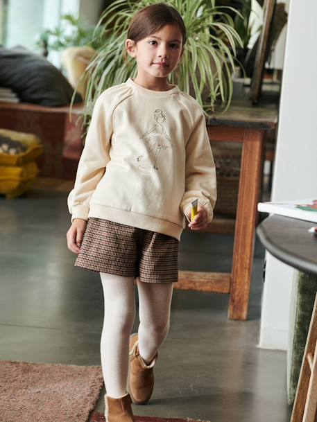 Mädchen Sweatshirt mit gerüschten Ärmeln - beige+rosa - 6