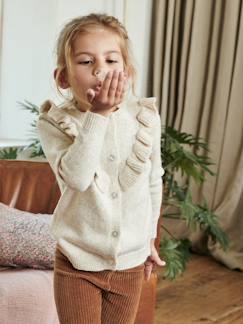 Maedchenkleidung-Pullover, Strickjacken & Sweatshirts-Mädchen Strickjacke mit Volants, Musterstrick