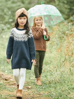 Maedchenkleidung-Mädchen Pulloverkleid, Jacquardstrick mit Glanzeffekt