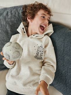Jungenkleidung-Pullover, Strickjacken, Sweatshirts-Sweatshirts-Jungen Kapuzensweatshirt, Raumschiff-Reliefprint