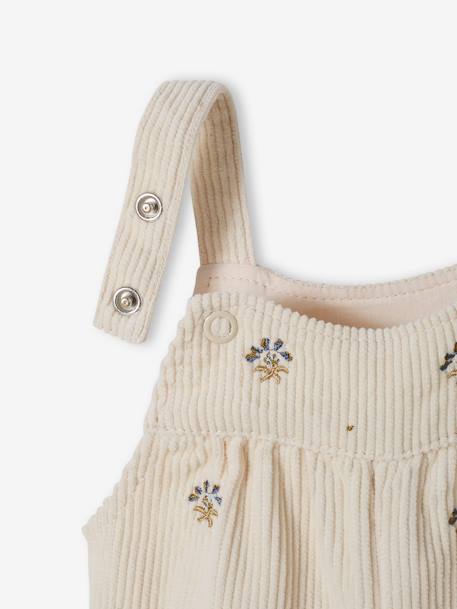 Baby Latzhose aus Cord mit Stickerei - wollweiß - 3