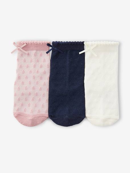 3er-Pack Mädchen Baby Socken, Ajourstrick - wollweiß - 2