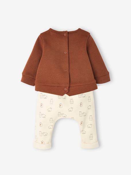 Baby Set aus Sweatshirt und Hose, personalisierbar Oeko-Tex - braun+grau meliert+nachtblau+hellbeige+pfirsich+wollweiß+pfirsich - 21