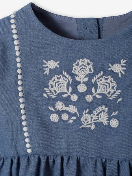 Mädchen Baby-Set: Kleid, Weste & Haarband - blaugrau - 8