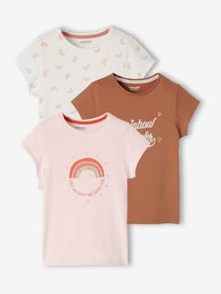 Kinderkleidung-3er-Pack Mädchen T-Shirts, Glanzdetails BASIC Oeko-Tex