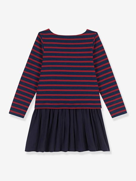 Mädchen Kleid PETIT BATEAU, Jersey/Musselin - blau - 2