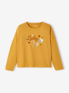 Maedchenkleidung-Shirts & Rollkragenpullover-Mädchen Shirt mit Flockprint und Glanzdetails