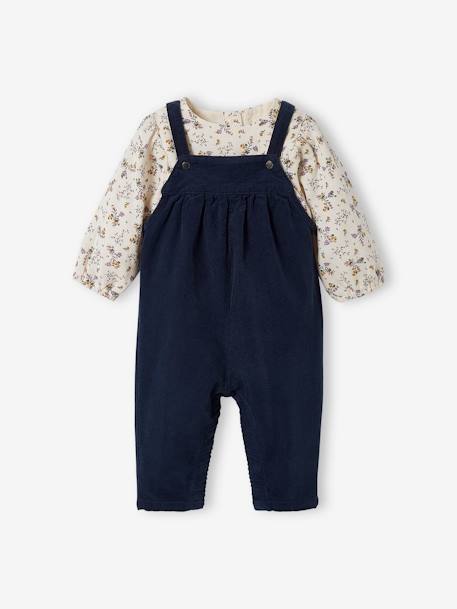 Mädchen Baby-Set: Bluse und Latzhose - hellblau+marine - 9