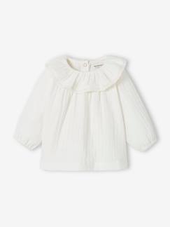 Babymode-Shirts & Rollkragenpullover-Mädchen Baby Bluse mit Volantkragen