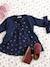 Mädchen Baby-Set: Kleid, Strickjacke & Haarband Oeko Tex - nachtblau bedruckt+senfgelb+wollweiß geblümt - 1