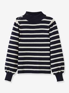Maedchenkleidung-Pullover, Strickjacken & Sweatshirts-Pullover-Mädchen Ringelpullover CYRILLUS, Wolle/Baumwolle