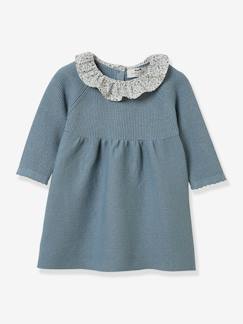 Babymode-Pullover, Strickjacken & Sweatshirts-Mädchen Baby Strickkleid, Volant-Kragen CYRILLUS
