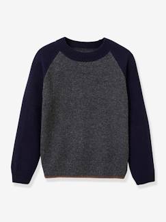 Jungenkleidung-Pullover, Strickjacken, Sweatshirts-Zweifarbiger Jungen Wollpullover CYRILLUS