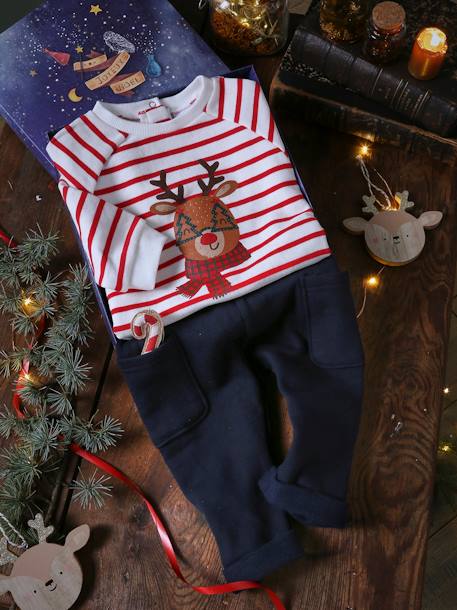 Baby Geschenk-Set: Sweatshirt & Hose, Weihnachten Oeko-Tex - wollweiß - 1