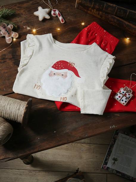 Mädchen Weihnachts-Geschenkbox: Schlafanzug & Socken Oeko-Tex - beige glanzeffekt - 2