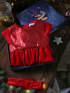 Babymode-Baby Weihnachts-Set: Kleid & Haarband