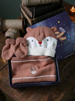 Babymode-Baby-Set: Mütze, Loopschal & Fäustlinge, Weihnachten