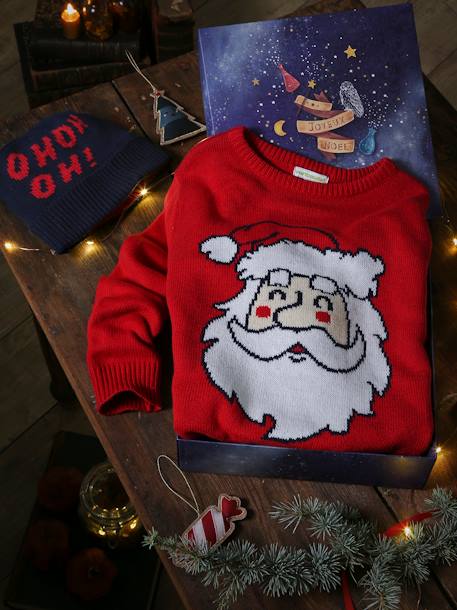 Jungen Geschenk-Set: Pullover & Mütze, Weihnachten - rot - 1