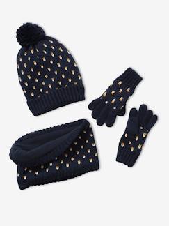 Neue Kollektion-Mädchen Set: Mütze, Loopschal & Handschuhe, Herzen